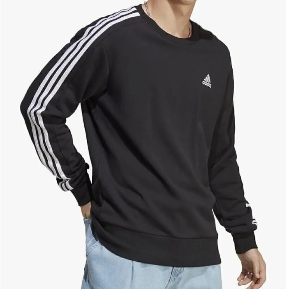 adidas Men's Essentials French Terry 3-Stripes Sweatshirt Size Medium